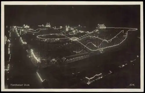 Ansichtskarte Hamburg Hamburger Dom Achterbahn bei Nacht 1930