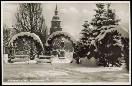 Ansichtskarte Friedrichroda Wilhelmsplatz im Winter 1932