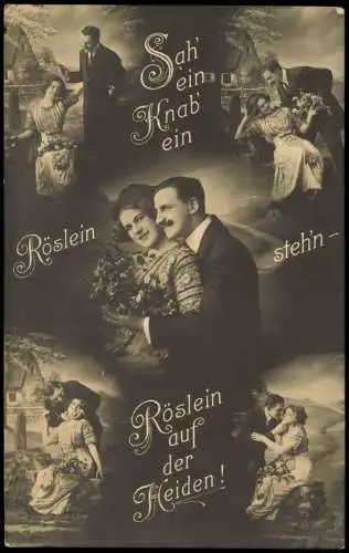 Liebe Liebespaare Love Fotokunst Sah ein Knab ein Röslein stehn 1918