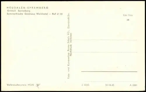 Ansichtskarte Sonneberg-Neusalza-Spremberg Nowosólc Gasthaus Waldestal 1965