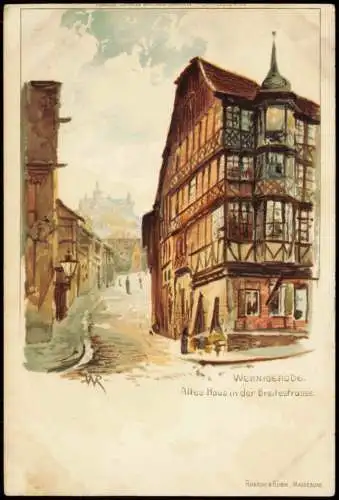 Wernigerode Altes Haus in der Breitestrasse - Künstlerkarte 1904