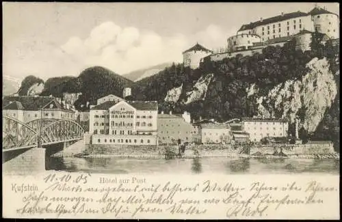 Ansichtskarte Kufstein Stadt und Hotel zur Post 1905