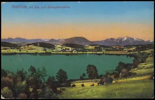 Ansichtskarte Obertrum b. Salzburg mit See und Gebirgspanorama. 1920