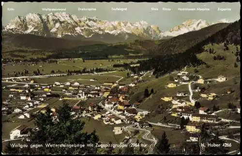 Ansichtskarte Wallgau Totale Colorfoto AK 1956