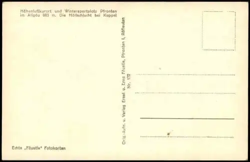 Ansichtskarte Pfronten (Allgäu) Höllschlucht - Wasserfall 1940