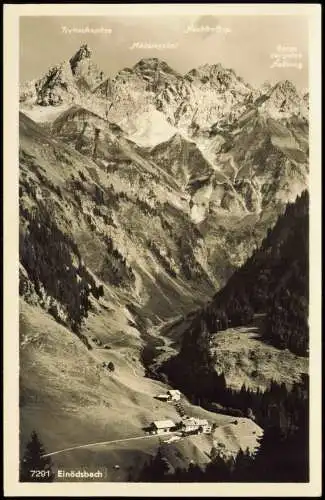 Einödsbach-Oberstdorf (Allgäu) Blick ins Tal Beschreibung Berggipfel 1958