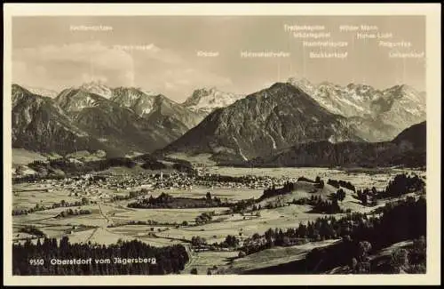 Oberstdorf (Allgäu) vom Jägersberg - Beschreibung der Berggipfel 1958