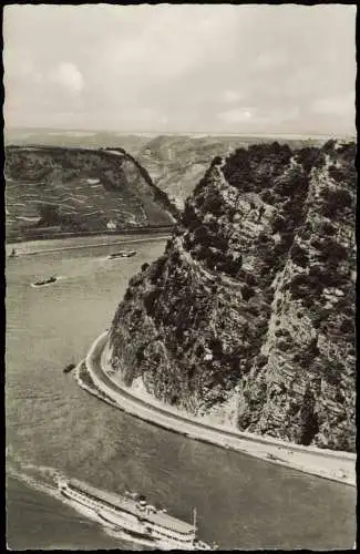 Ansichtskarte Sankt Goar Rheintal an der Loreley Rheindampfer 1954