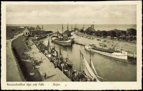 Ansichtskarte Wyk (Föhr) Hafen Fischkutter Schiffe 1958