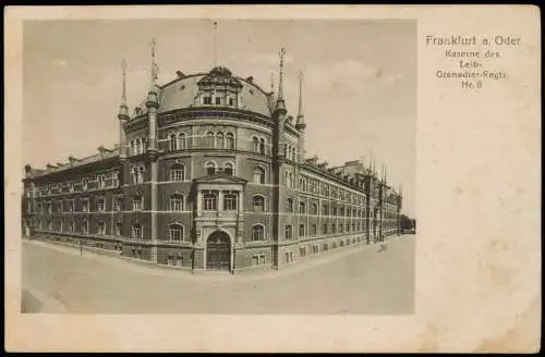 Ansichtskarte Frankfurt (Oder) Kaserne des Leib-Grenadier-Reg. Nr. 8 1917