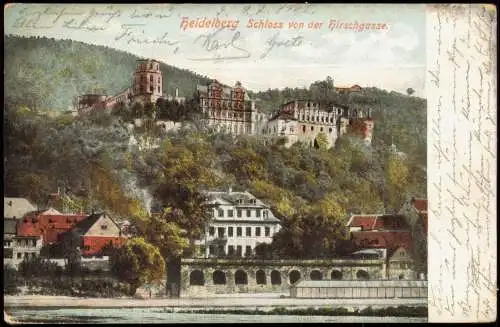 Ansichtskarte Heidelberg Heidelberg Schloss von der Hirschgasse 1905