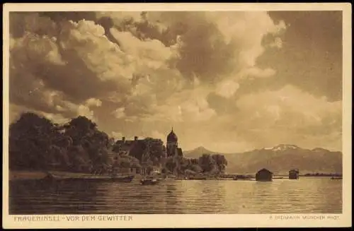 Ansichtskarte Chiemsee Wolken-Spiel an der Fraueninsel Chiemsee 1920