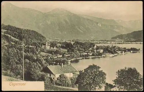 Tegernsee (Stadt) Panorama-Ansicht Ortsansicht See und Berge 1910