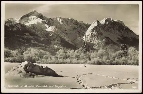 Garmisch-Partenkirchen Umland mit Alpspitze, Waxenstein und Zugspitze 1936