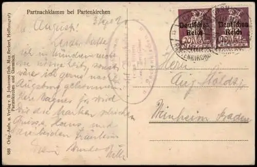 Ansichtskarte Garmisch-Partenkirchen Partnachklamm bei Partenkirchen 1921