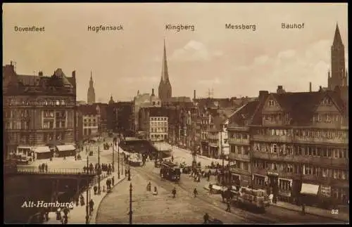 Ansichtskarte Hamburg Hopfensack Dovenfleet Klingberg Messberg 1928