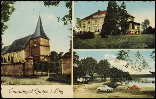 Ansichtskarte Gudow 3 Bild Campingplatz Schloß Kirche 1968