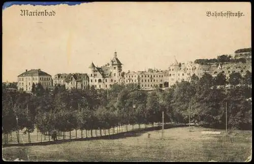 Postcard Marienbad Mariánské Lázně Bahnhofstraße 1918