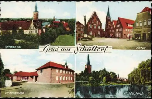Ansichtskarte Schüttorf Markt Kindergarten Mühlenteich 1969