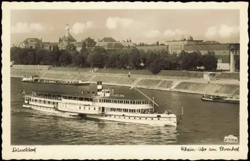 Ansichtskarte Düsseldorf Ehrenhof Rheindampfer 1954