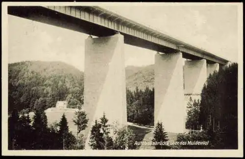 Ansichtskarte Muldental Autobahnbrücke und Gaststätte Huthaus 1961