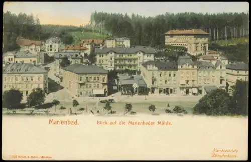 Marienbad Mariánské Lázně Blick auf die Marienbader Mühle. 1899