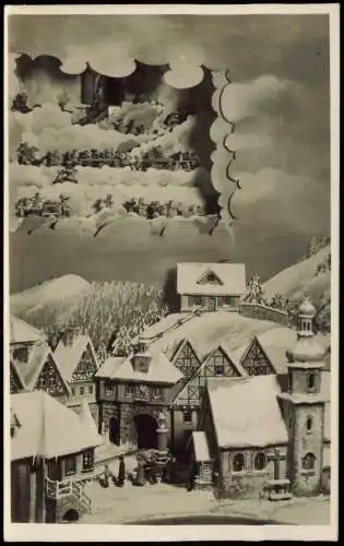 Weihnachten Christmas Stadt und Werkstadt mit Engeln Modell 1958