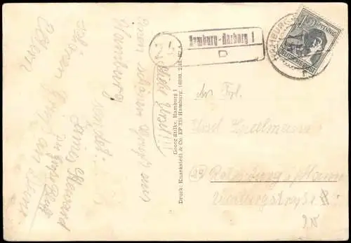 Ansichtskarte Hamburg Straßenpartie Chilehaus 1946  gel Stempel HH Harburg 24