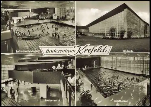 Ansichtskarte Krefeld Crefeld 4 Bild Badezentrum Schwimmbad 1964