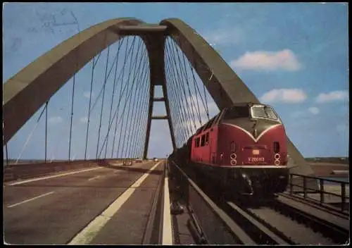 Ansichtskarte Fehmarn (Insel) Fehmarnsund-Brücke Eisenbahn 1968