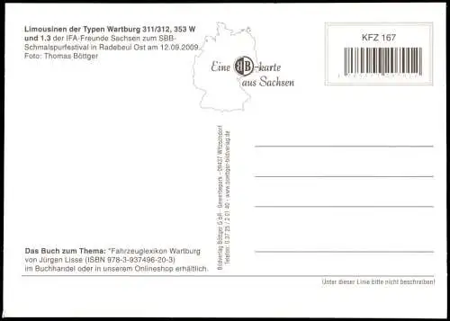 Ansichtskarte Radebeul Limousinen Typen Wartburg 311/312, 353 W Auto 2009