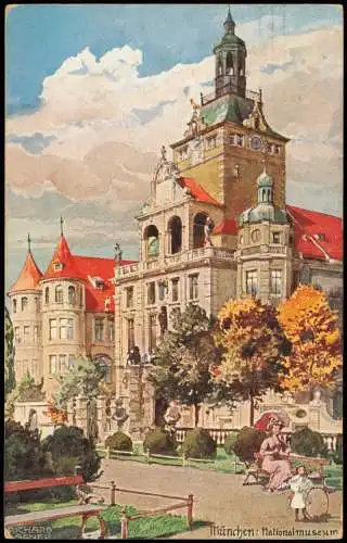 Ansichtskarte München Künstlerkarte Nationalmuseum 1913