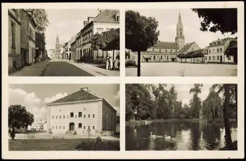 Ansichtskarte Germersheim 4 Bild Straßen u. Plätze 1953  gel. Bahnpoststempel