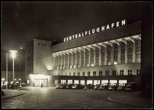 Ansichtskarte Tempelhof-Berlin Flughafen Tempelhof bei Nacht 1962