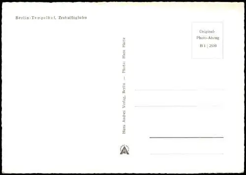 Ansichtskarte Tempelhof-Berlin Flughafen Tempelhof bei Nacht 1962