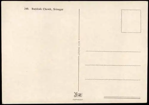 Postcard Srinagar Kashmir سِری نَگَر Badshah Chowk 1968  INDIA Indien