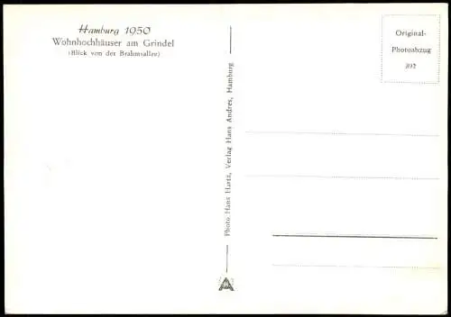 Ansichtskarte Rotherbaum-Hamburg Wohnhochhäuser Grindel Brahmsallee 1950