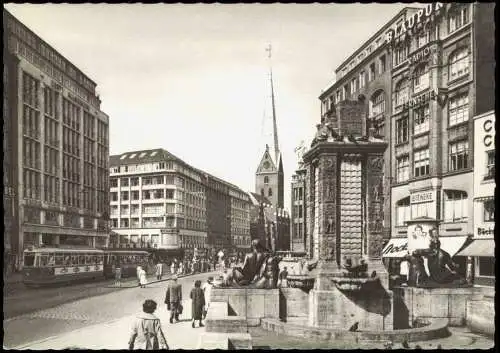 Ansichtskarte Altstadt-Hamburg Mönckebergstraße Straßenbahn 1967