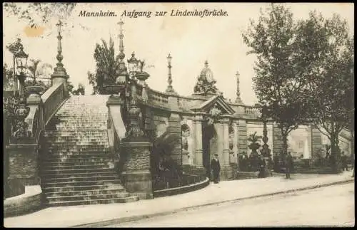 Ansichtskarte Mannheim Aufgang zur Lindenhofbrücke. 1908