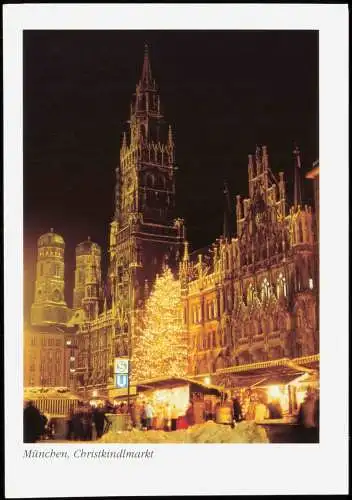 Ansichtskarte München Marienplatz Rathaus Christkindlmarkt 1980