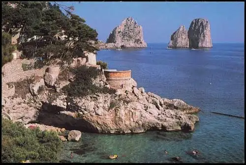 Cartoline Capri Felsen Küste am Mittelmeer 1990