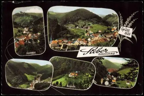 Sieber (Herzberg am Harz) SÜDHARZ Mehrbildkarte mit Ortsansichten 1960