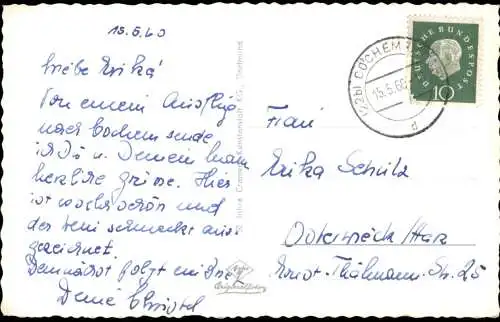 Cochem Kochem Mehrbildkarte mit Ortsansichten und Wein-Königin 1960