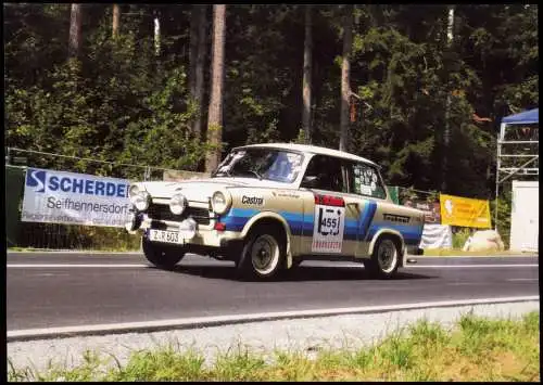 Ansichtskarte  Verkehr KFZ Auto Trabant 601 RS Bergrennen Hartau 2019