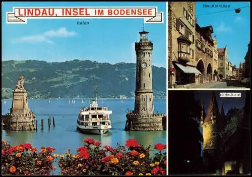 Lindau Bodensee Mehrbildkarte mit  u.a. Hafen, Hauptstrasse, Diebsturm 1992