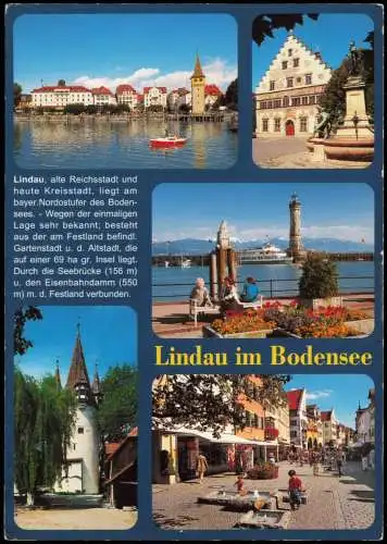 Ansichtskarte Lindau (Bodensee) Mehrbildkarte mit 5 Ortsansichten 1990