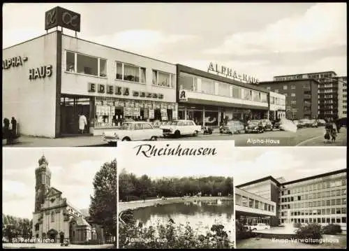 Rheinhausen-Duisburg MB: Alpha-Haus Edeka, Teich, Krupp Verwaltungsgebäude 1969