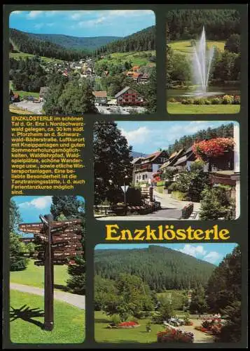 Enzklösterle Panorama, Fontäne, Ortsansicht, Wegweiser, Park 1995