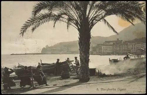 Santa Margherita Ligure Santa Margaita Fischerboote am Strand - Stadt 1910