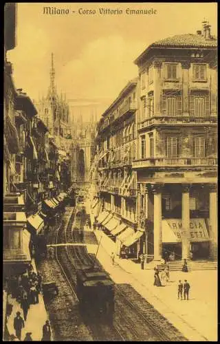 Cartoline Mailand Milano Corso Vittorio Emanuele - Straßenbahn 1911